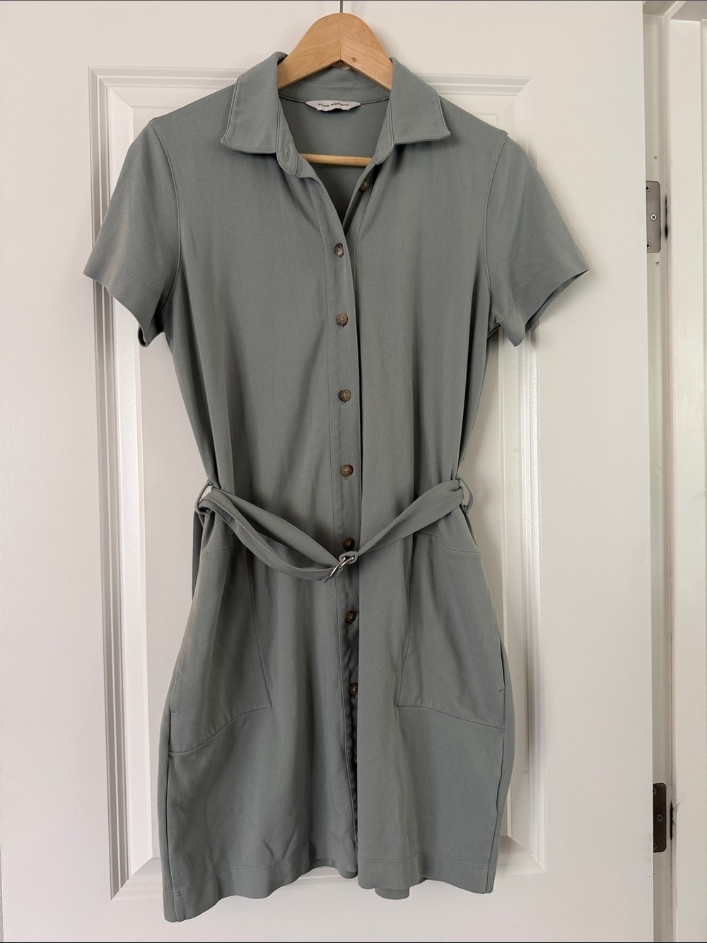 Club Monaco Sage Green Short-Sleeve Shirt Dress